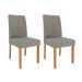 Conjunto de Mesa de Jantar Retangular com Tampo de Vidro Off White Renata e 4 Cadeiras Clarice Linho Grafite e Cinamomo