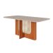 Conjunto de Mesa de Jantar Retangular com Tampo de Vidro Off White Renata e 6 Cadeiras Paola Linho Nude e Cinamomo