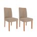 Conjunto de Mesa de Jantar Retangular com Tampo de Vidro Off White Renata e 6 Cadeiras Paola Linho Nude e Cinamomo