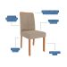 Conjunto de Mesa de Jantar Retangular com Tampo de Vidro Off White Renata e 6 Cadeiras Paola Linho Nude e Cinamomo