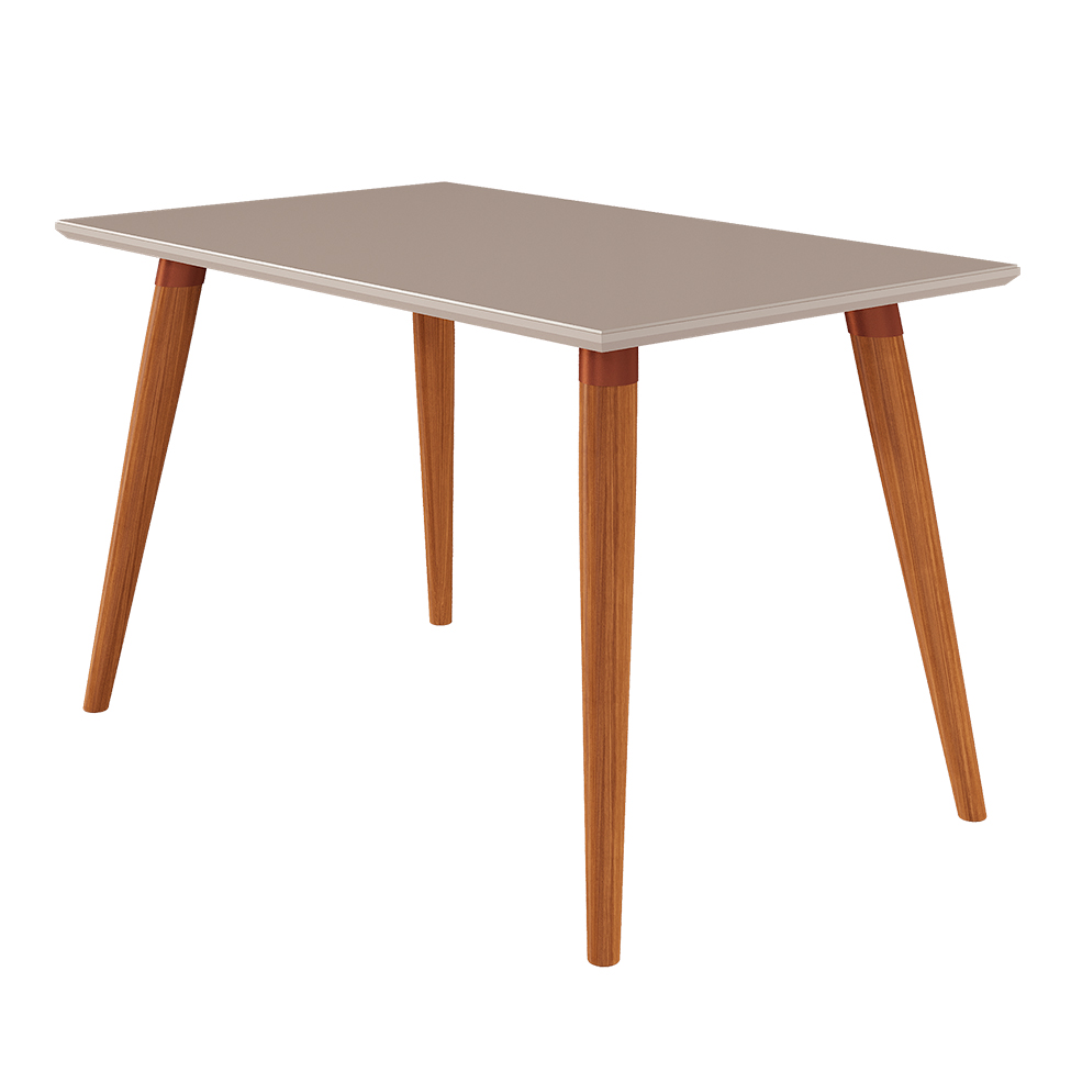 Conjunto de Mesa de Jantar Retangular com Tampo de Vidro Off White Tais e 4 Cadeiras Suede Paola Joli e Nature