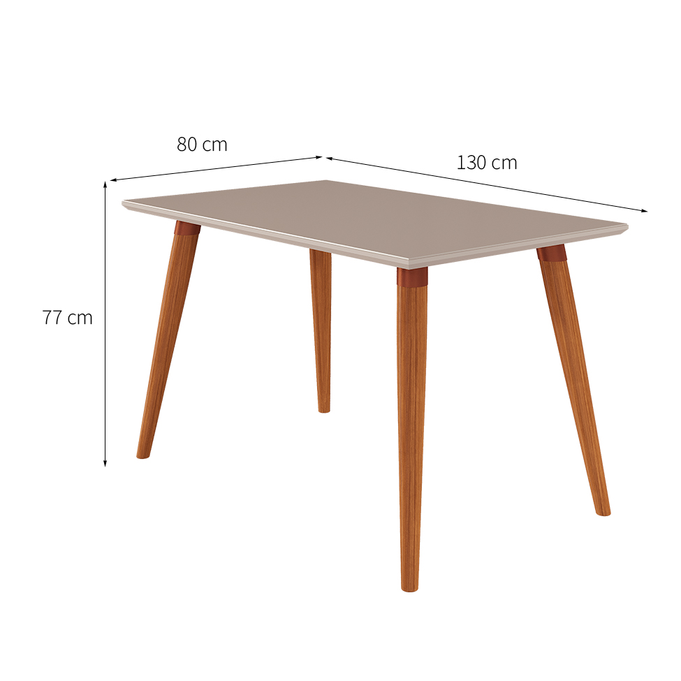Conjunto de Mesa de Jantar Retangular com Tampo de Vidro Off White Tais e 4 Cadeiras Suede Paola Joli e Nature