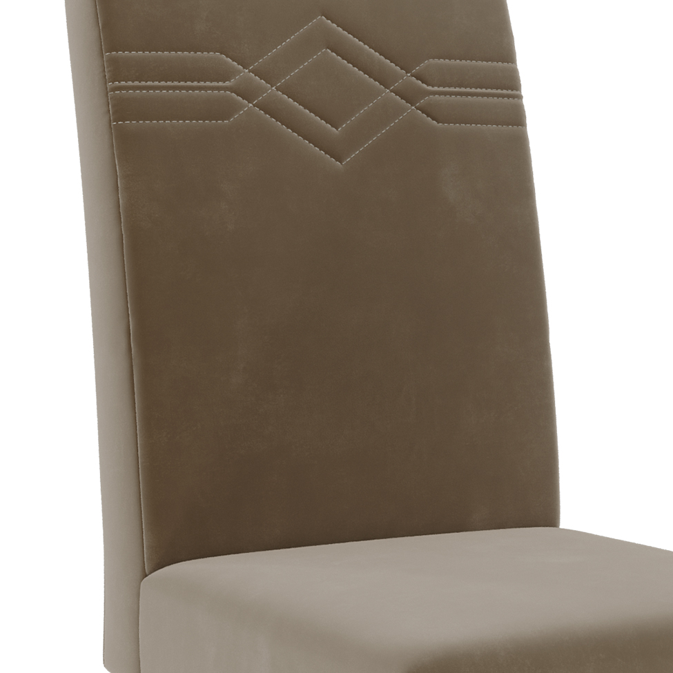 Conjunto de Mesa de Jantar Retangular com Tampo de Vidro Off White Tais e 4 Cadeiras Suede Paola Joli e Nature