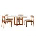 Conjunto de Mesa de Jantar Retangular com Tampo de Vidro Off White Talia e 4 Cadeiras Italia Linho Bege e Imbuia