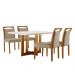 Conjunto de Mesa de Jantar Retangular com Tampo de Vidro Off White Talia e 4 Cadeiras Livia Linho Bege e Imbuia