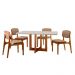 Conjunto de Mesa de Jantar Retangular com Tampo de Vidro Off White Talia e 4 Cadeiras Prada Linho Palha e Imbuia