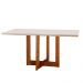 Conjunto de Mesa de Jantar Retangular com Tampo de Vidro Off White Talia e 4 Cadeiras Prada Linho Palha e Imbuia