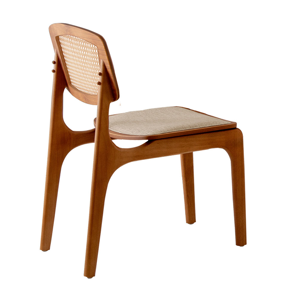 Conjunto de Mesa de Jantar Retangular com Tampo de Vidro Off White Talia e 4 Cadeiras Prada Premium Linho Palha e Imbuia