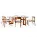 Conjunto de Mesa de Jantar Retangular com Tampo de Vidro Off White Talia e 6 Cadeiras Italia Linho Bege e Imbuia