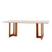 Conjunto de Mesa de Jantar Retangular com Tampo de Vidro Off White Talia e 6 Cadeiras Italia Linho Bege e Imbuia