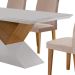 Conjunto de Mesa de Jantar Retangular com Tampo de Vidro Off White Turmalina e 6 Cadeiras Grécia Linho Rústico e Imbuia