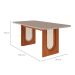 Conjunto de Mesa de Jantar Retangular com Tampo de Vidro Off White Valentina e 6 Cadeiras Juliana Linho Bege e Cinamomo