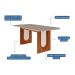 Conjunto de Mesa de Jantar Retangular com Tampo de Vidro Off White Valentina e 6 Cadeiras Juliana Linho Bege e Cinamomo