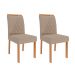 Conjunto de Mesa de Jantar Retangular com Tampo de Vidro Off White Valentina e 6 Cadeiras Juliana Linho Bege e Cinamomo