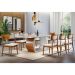 Conjunto de Mesa de Jantar Retangular com Tampo de Vidro Off White Zeus e 8 Cadeiras Gold Linho Creme e Imbuia
