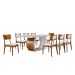 Conjunto de Mesa de Jantar Retangular com Tampo de Vidro Off White Zeus e 8 Cadeiras Gold Linho Creme e Imbuia