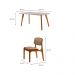 Conjunto de Mesa de Jantar Retangular com Tampo de Vidro Off White e 4 Cadeiras Prada Linho Palha e Imbuia