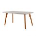 Conjunto de Mesa de Jantar Retangular com Tampo de Vidro Off White e 4 Cadeiras Prada Linho Palha e Imbuia