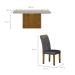 Conjunto de Mesa de Jantar Retangular com Tampo de Vidro Off White e 6 Cadeiras Doha II Veludo Chumbo e Freijó