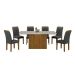 Conjunto de Mesa de Jantar Retangular com Tampo de Vidro Off White e 6 Cadeiras Doha II Veludo Chumbo e Freijó