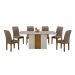 Conjunto de Mesa de Jantar Retangular com Tampo de Vidro Off White e 6 Cadeiras Doha Veludo Camurça e Freijó