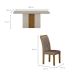 Conjunto de Mesa de Jantar Retangular com Tampo de Vidro Off White e 6 Cadeiras Doha Veludo Camurça e Freijó