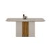 Conjunto de Mesa de Jantar Retangular com Tampo de Vidro Off White e 6 Cadeiras Doha Veludo Camurça e Freijó