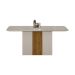 Conjunto de Mesa de Jantar Retangular com Tampo de Vidro Off White e 6 Cadeiras Doha Veludo Chumbo e Freijó
