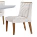 Conjunto de Mesa de Jantar Retangular com Tampo de Vidro Off White e 6 Cadeiras Varsóvia Veludo Pérola e Imbuia