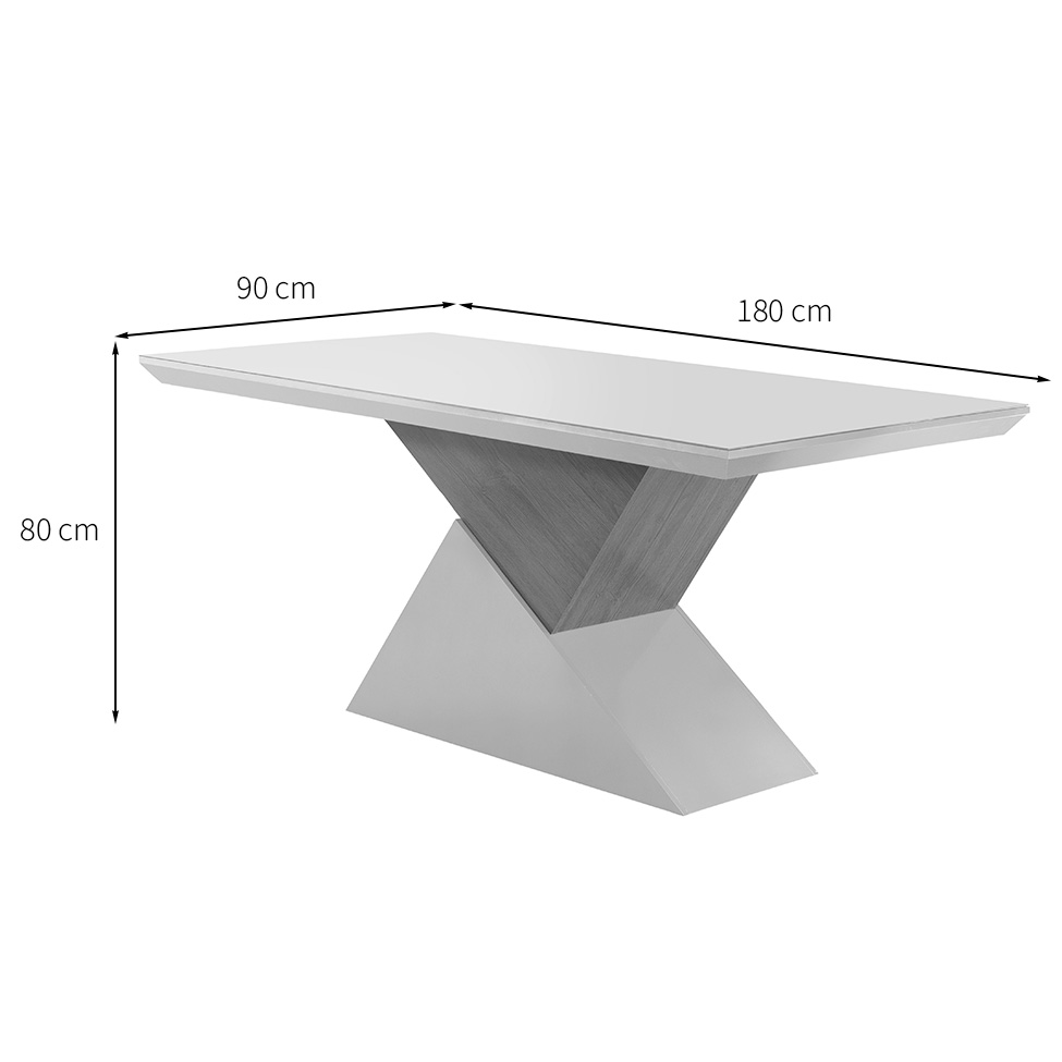 Conjunto de Mesa de Jantar Retangular com Tampo de Vidro Turmalina e 6 Cadeiras Grécia Linho Grafite e Imbuia