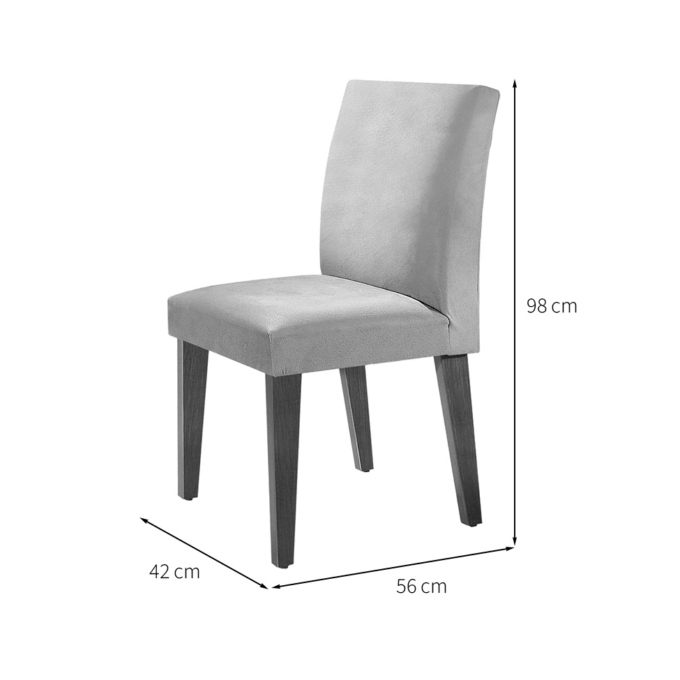 Conjunto de Mesa de Jantar Retangular com Tampo de Vidro Turmalina e 6 Cadeiras Grécia Linho Grafite e Imbuia
