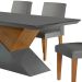 Conjunto de Mesa de Jantar Retangular com Tampo de Vidro Turmalina e 6 Cadeiras Grécia Linho Grafite e Imbuia