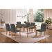 Conjunto de Mesa de Jantar Retangular com Tampo de Vidro Turquesa e 6 Cadeiras Luanda Veludo Grafite e Imbuia