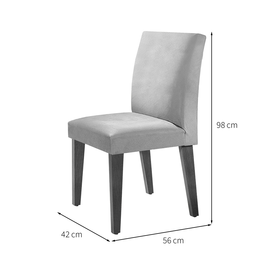 Conjunto de Mesa de Jantar Retangular com Tampo de Vidro Varsóvia e 6 Cadeiras Grécia Linho Grafite e Imbuia