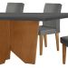 Conjunto de Mesa de Jantar Retangular com Tampo de Vidro Varsóvia e 6 Cadeiras Grécia Linho Grafite e Imbuia