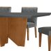 Conjunto de Mesa de Jantar Retangular com Tampo de Vidro e 6 Cadeiras Varsóvia Veludo Grafite e Imbuia