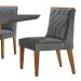 Conjunto de Mesa de Jantar Retangular com Tampo de Vidro e 6 Cadeiras Varsóvia Veludo Grafite e Imbuia