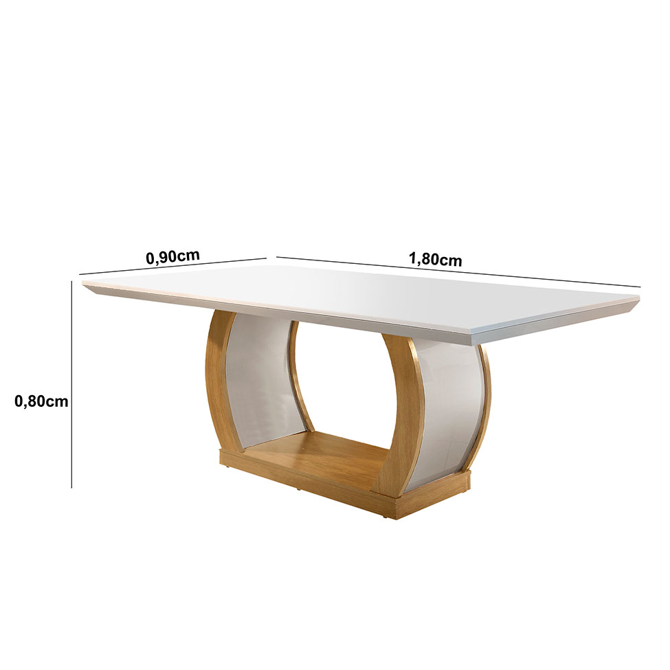 Conjunto de Mesa de Jantar com 6 Cadeiras Estofadas Maia Animalle Off White e Chocolate