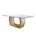 Conjunto de Mesa de Jantar com 6 Cadeiras Estofadas Maia I Veludo Off White e Creme