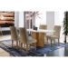 Conjunto de Mesa de Jantar com Tampo Off White Ane e 4 Cadeiras Grécia Linho Bege e Imbuia