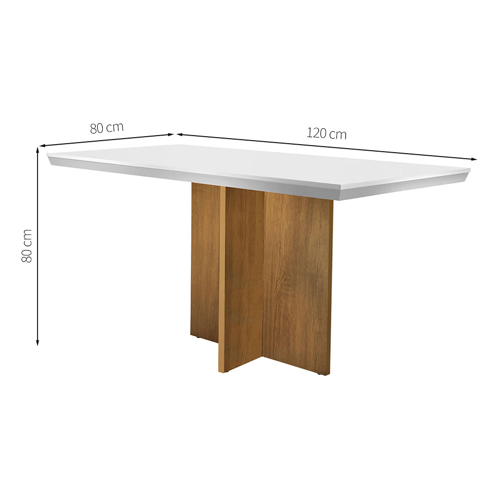 Conjunto de Mesa de Jantar com Tampo Off White Ane e 4 Cadeiras Grécia Linho Bege e Imbuia