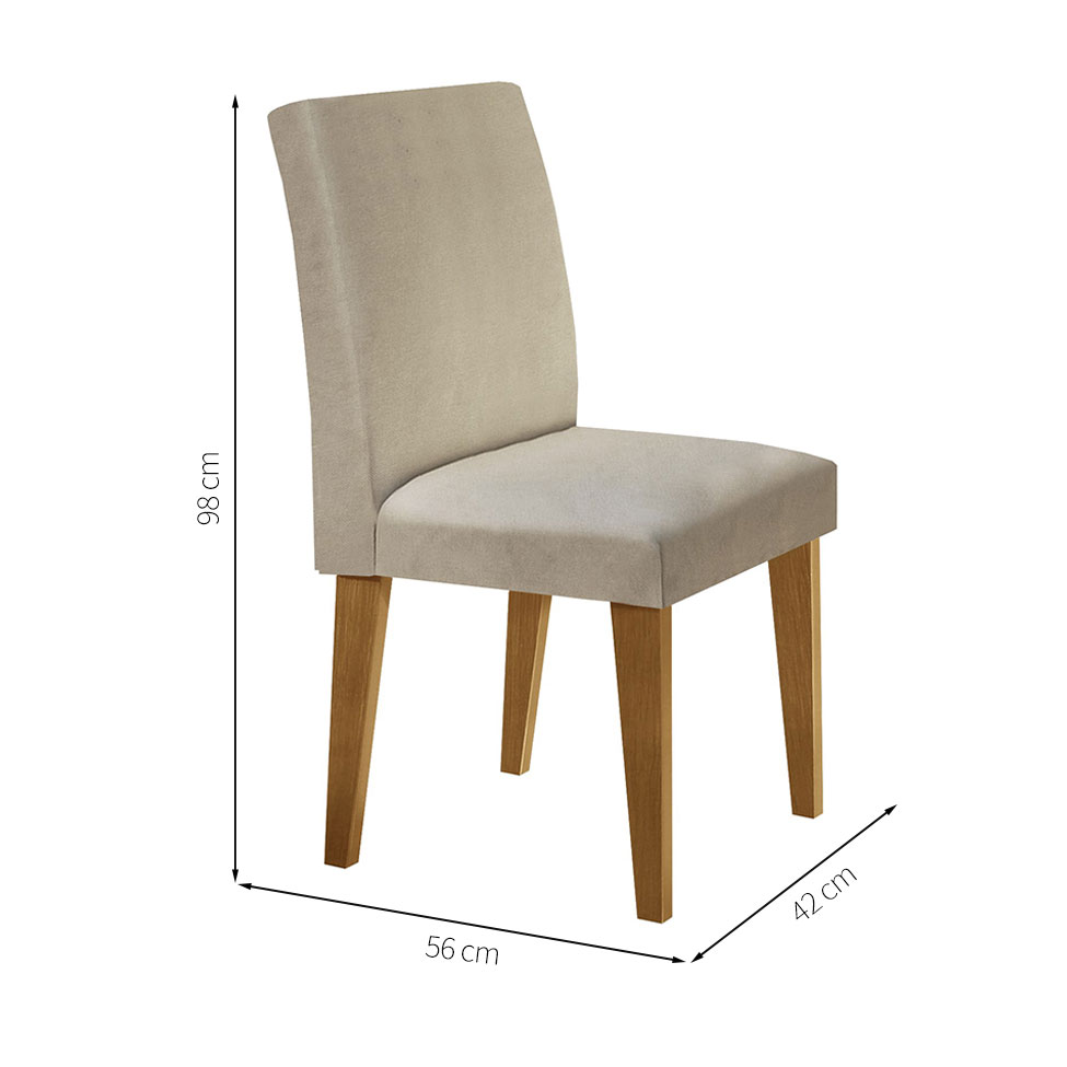 Conjunto de Mesa de Jantar com Tampo Off White Ane e 4 Cadeiras Grécia Linho Bege e Imbuia