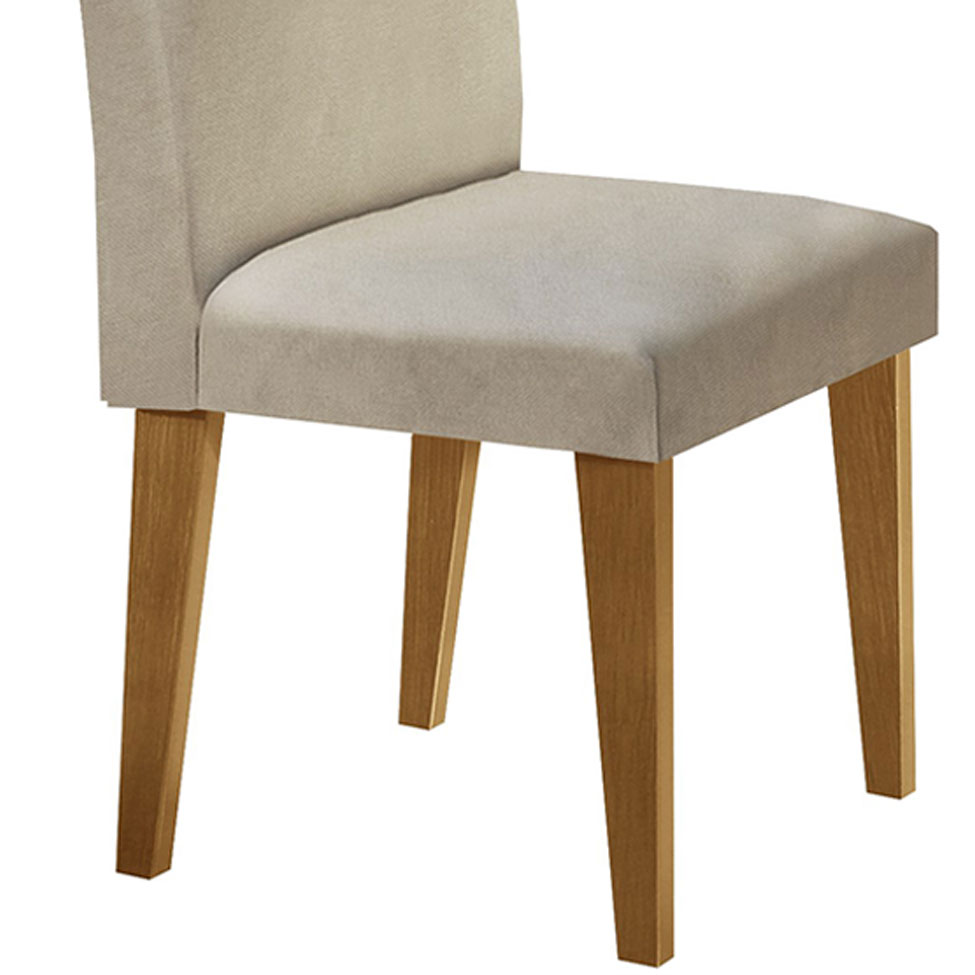 Conjunto de Mesa de Jantar com Tampo Off White Ane e 4 Cadeiras Grécia Linho Bege e Imbuia