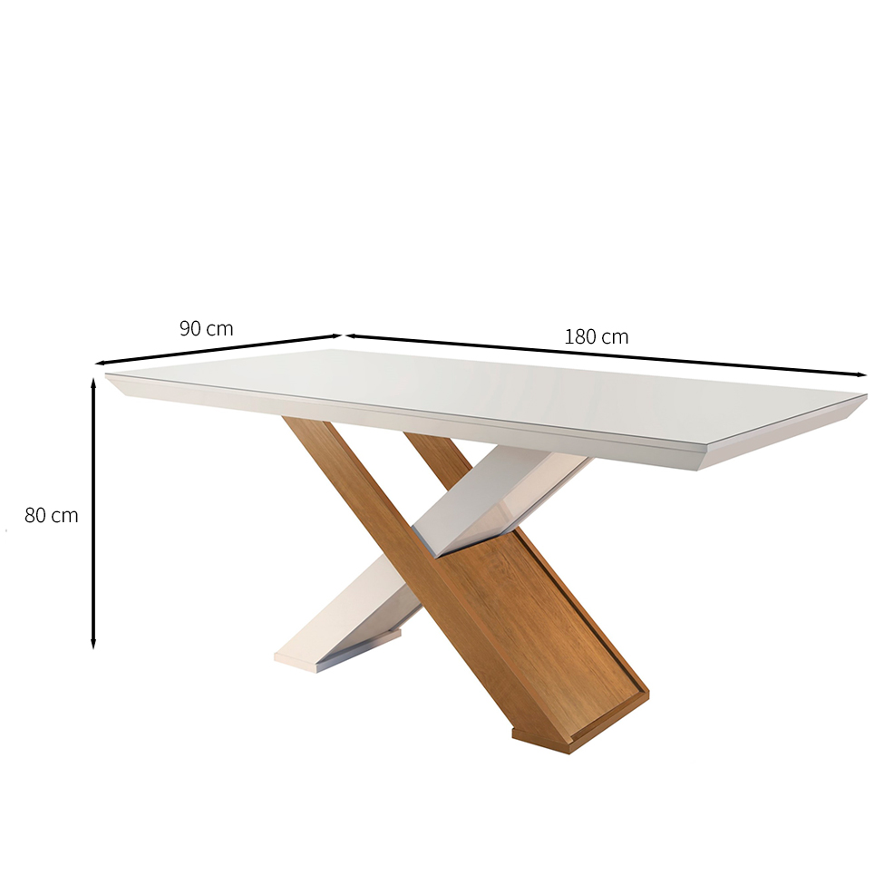 Conjunto de Mesa de Jantar com Tampo Off White Imperatriz e 6 Cadeiras Grécia Linho Bege e Imbuia