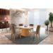 Conjunto de Mesa de Jantar com Tampo Off White Luna e 4 Cadeiras Grécia Linho Bege e Imbuia