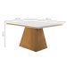 Conjunto de Mesa de Jantar com Tampo Off White Luna e 4 Cadeiras Grécia Linho Bege e Imbuia