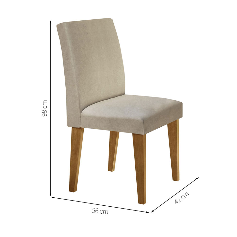 Conjunto de Mesa de Jantar com Tampo Off White Luna e 4 Cadeiras Grécia Linho Bege e Imbuia