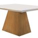 Conjunto de Mesa de Jantar com Tampo Off White Luna e 4 Cadeiras Grécia Linho Bege e Imbuia