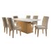 Conjunto de Mesa de Jantar com Tampo Off White Luna e 6 Cadeiras Grécia Linho Bege e Imbuia