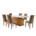 Conjunto de Mesa de Jantar com Tampo Off White Luna e 6 Cadeiras Lunara Linho Bege e Imbuia